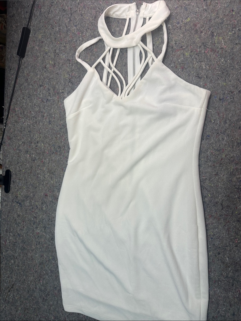 Forever 21 White Strappy Halter Bodycon Mini Dress